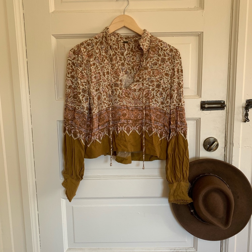 Beautiful Patterned Free People Crop Top Boho